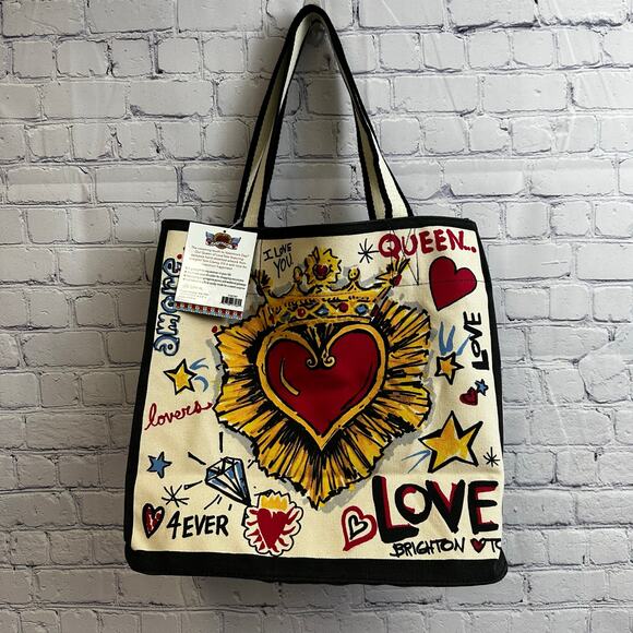 Brighton Queen Of Love Canvas Tote MSRP $125 NEW Artist Tom Clancy - Picture 3 of 9